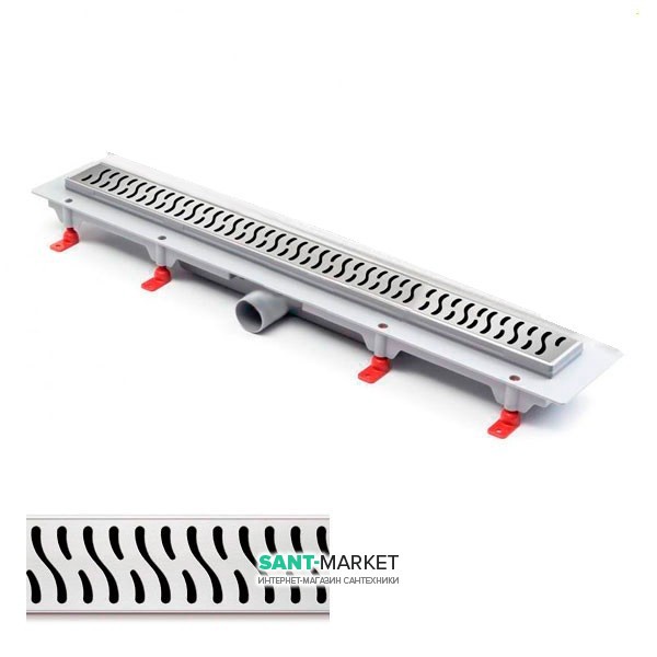 Желоб водосточный МСН 750 мм с горизонтальным фланцем и матовой решеткой Гармония CH 750/50 HN 1