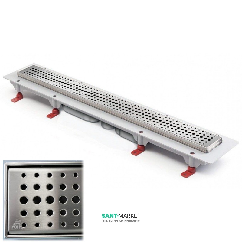 Желоб водосточный МСН 750 мм с горизонтальным фланцем и матовой решеткой Бейзик CH 750/S40 BN 1