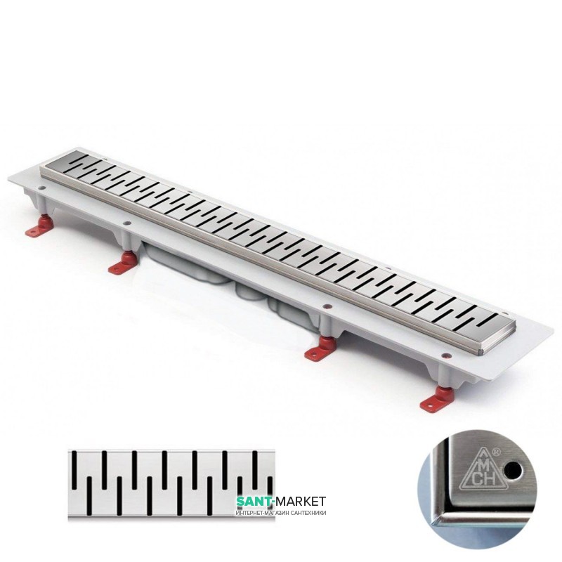Жолоб водостічний МСН 750 мм з горизонтальним фланцем і матовою гратами Медіум CH 750 / S40 MN 1