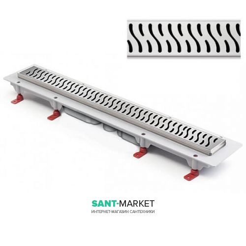 Желоб водосточный МСН 750 мм с горизонтальным фланцем и матовой решеткой Гармония CH 750/S40 HN 1