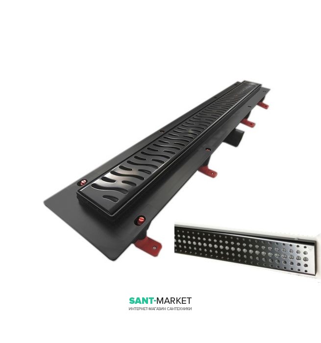 Жолоб водостічний МСН 450 мм з горизонтальним фланцем і чорної гратами Бейзік CH 450 B C