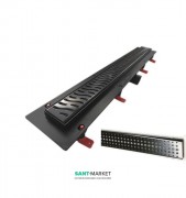 Желоб водосточный МСН 450 мм с горизонтальным фланцем и чёрной решеткой Бейзик CH 450 B C