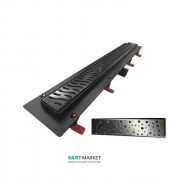 Жолоб водостічний МСН 450 мм з горизонтальним фланцем і чорної гратами Квадрати CH 450 S C