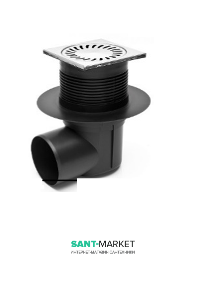 Уличный трап MCH с боковым сливом D 110 решетка нержавеющая сталь чёрный 424 S N