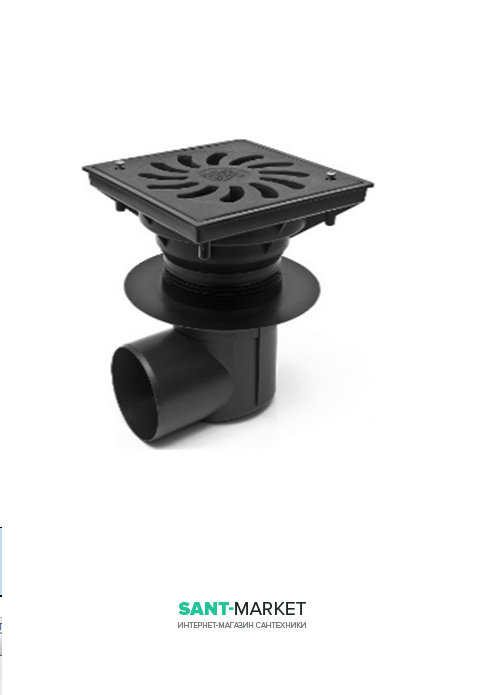 Вуличний трап MCH з бічним зливом D 110 решітка пластик чорний 437 Sz