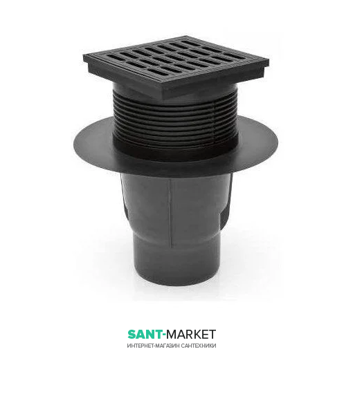 Вуличний трап MCH з вертикальним зливом D 110 решітка пластик чорний 827 S