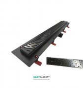 Жолоб водостічний МСН 350 мм з горизонтальним фланцем і чорної гратами Краплі CH 350 D C