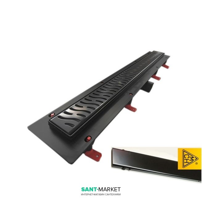 Жолоб водостічний МСН 350 мм з горизонтальним фланцем і чорної гратами Класик CH 350 K C