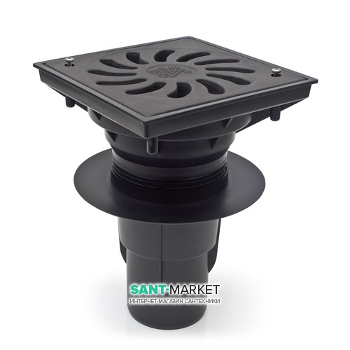 Уличный трап MCH с вертикальным сливом D 110 решетка чугун чёрный 731 Sz