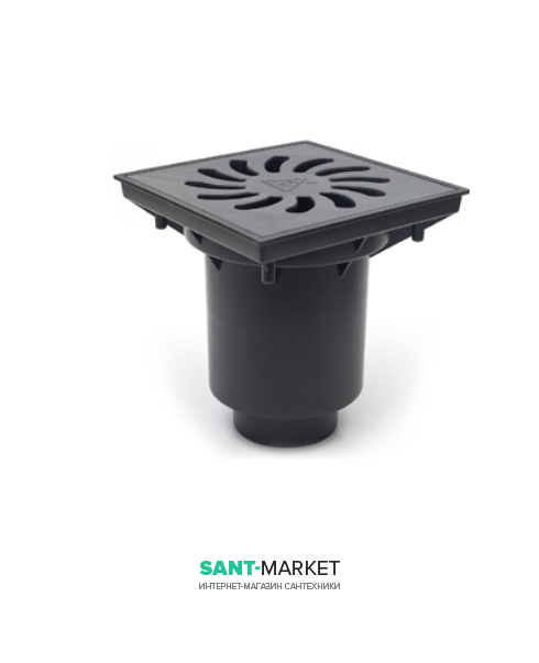 Вуличний трап MCH з вертикальним зливом D 110 решітка пластик чорний 328 P