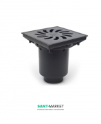 Вуличний трап MCH з вертикальним зливом D 110 решітка пластик чорний 328 P