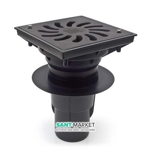 Вуличний трап MCH з вертикальним зливом D 110 решітка пластик чорний 831 S Pz