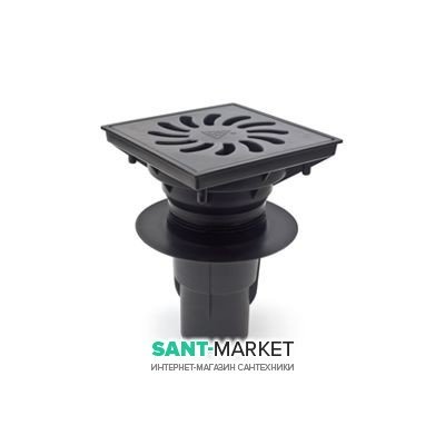 Вуличний трап MCH з вертикальним зливом D 110 решітка пластик чорний 831 S P