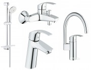 Набір змішувачів Grohe Eurosmart для ванної та кухні змішувачі хром 123248MK
