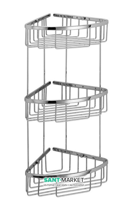 Полочка для ванной тройная Lineabeta Filo на крючках металл хром 50033.29