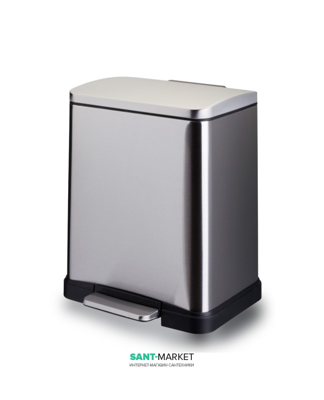 Ведро для мусора Lineabeta с педалью 12 л нержавеющая сталь/пластик черный 5357.32