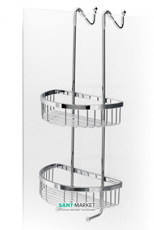 Поличка для ванної подвійна Lineabeta Filo на гачках метал хром 50031.29