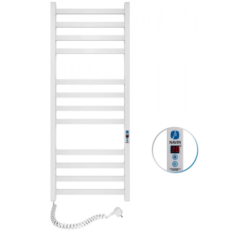 Електричний полотенцесушитель Navin Авангард лівий 480х1200 digital таймер вуглецева сталь білий 12-028152-4812
