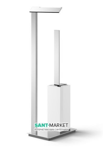 Напольная стойка с ершиком для унитаза и держателем для туалетной бумаги  Lineabeta Rampin нержавеющая сталь/белый 5113.29