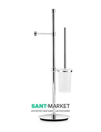 Напольная стойка с ершиком для унитаза и держателем для туалетной бумаги Lineabeta Rampin хром/стекло матовое 5124.29