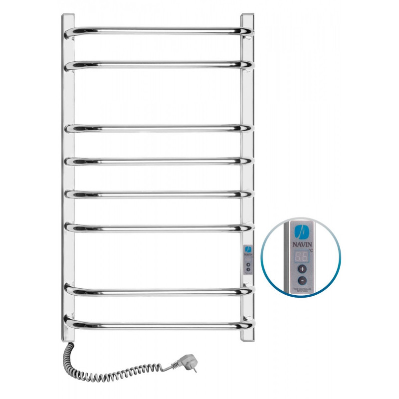 Электрический полотенцесушитель Navin Симфония Квадро левый 480х800 digital с таймером нержавеющая сталь 10-009152-4880