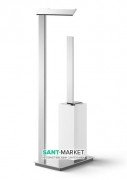 Напольная стойка с ершиком для унитаза и держателем для туалетной бумаги  Lineabeta Rampin нержавеющая сталь/белый 5113.29