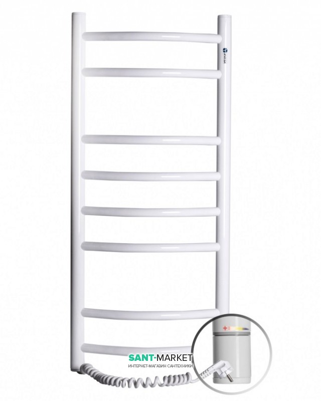 Электрический полотенцесушитель Navin Камелия левый 360х800 с терморегулятором углеродистая сталь белый 12-007131-3680