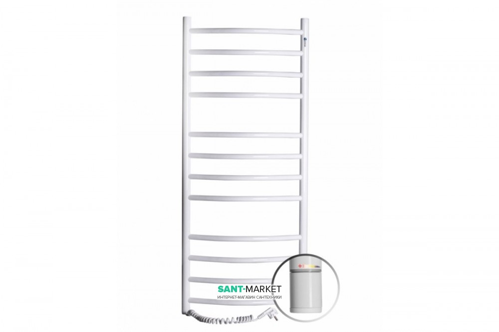 Электрический полотенцесушитель Navin Камелия левый 480х1200 с терморегулятором углеродистая сталь белый 12-007131-4812
