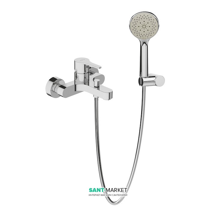 Смеситель для ванной Jika Mio-N однорычажный с ручным душем хром H3211V70041311