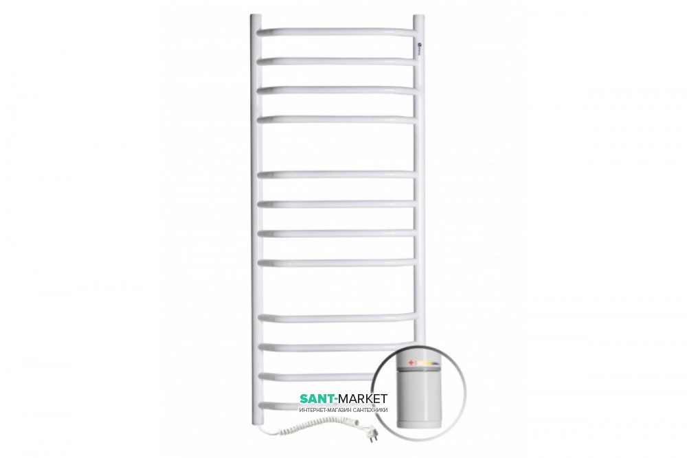 Електричний полотенцесушитель Navin Блюз 480х1200 лівий з терморегулятором вуглецева сталь білий 12-006131-4812