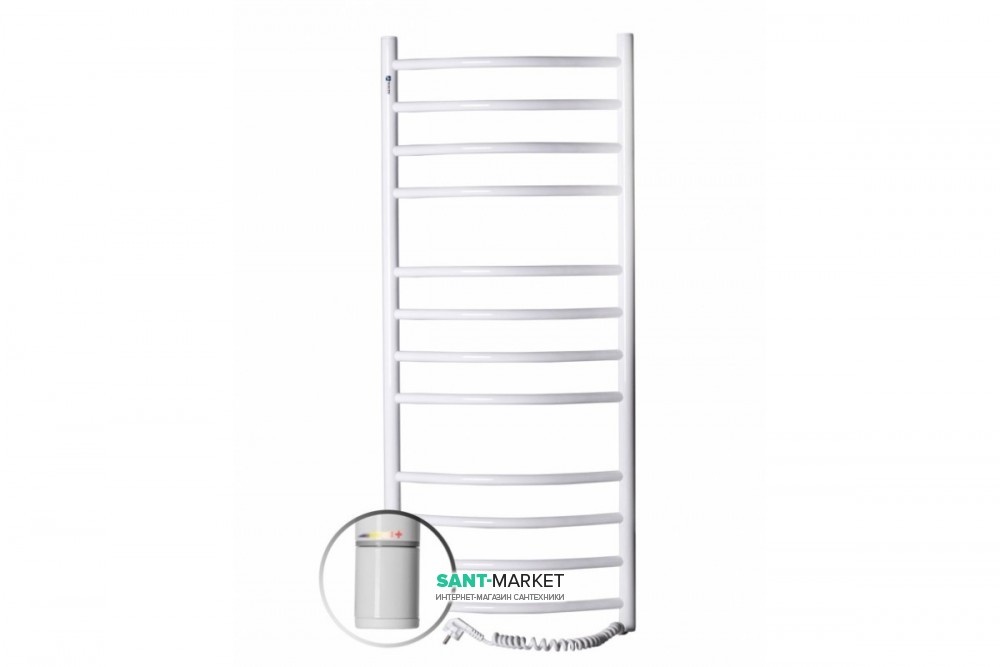 Електричний полотенцесушитель Navin Камелія правий 480х1200 з терморегулятором вуглецева сталь білий 12-007031-4812
