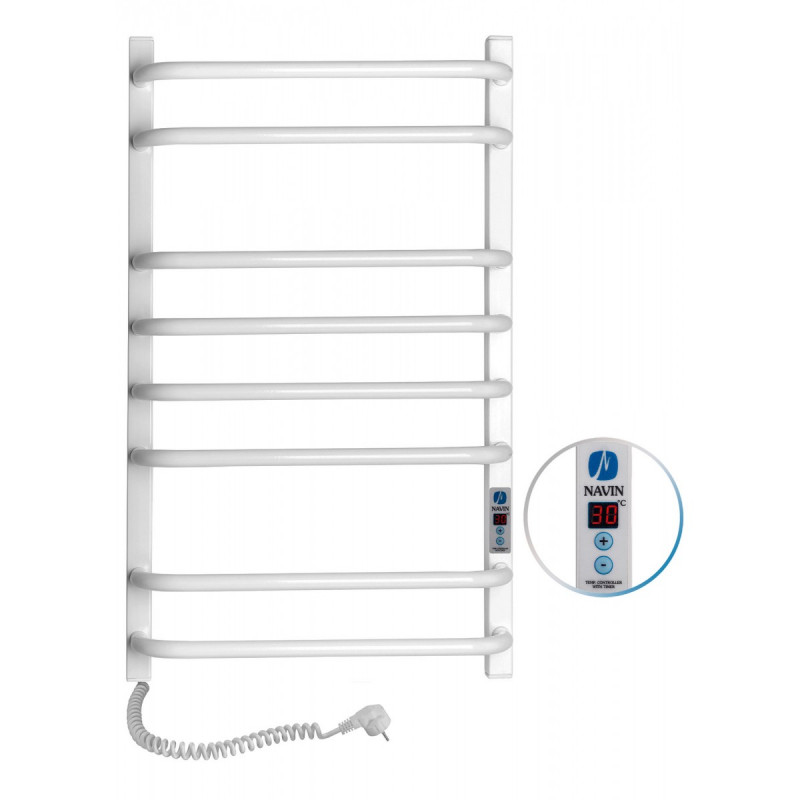 Електричний полотенцесушитель Navin Симфонія Квадро лівий 480х800 digital таймер вуглецева сталь білий 12-009152-4880