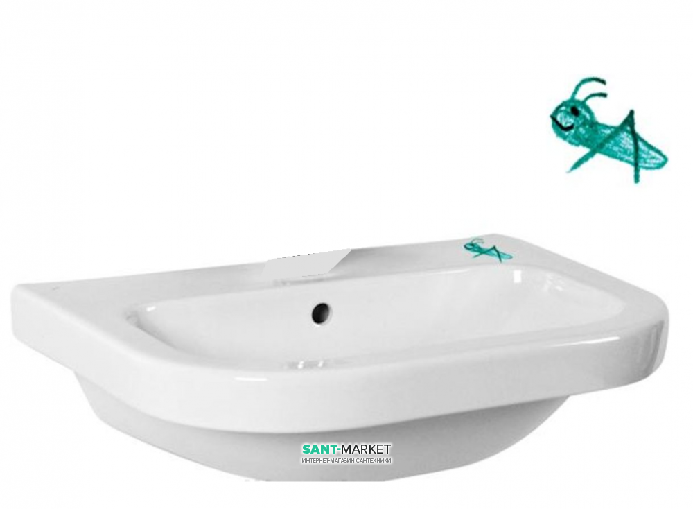 Раковина для ванної Jika Deep дитяча 50х41 см без отвору білий з декором H8126110001391