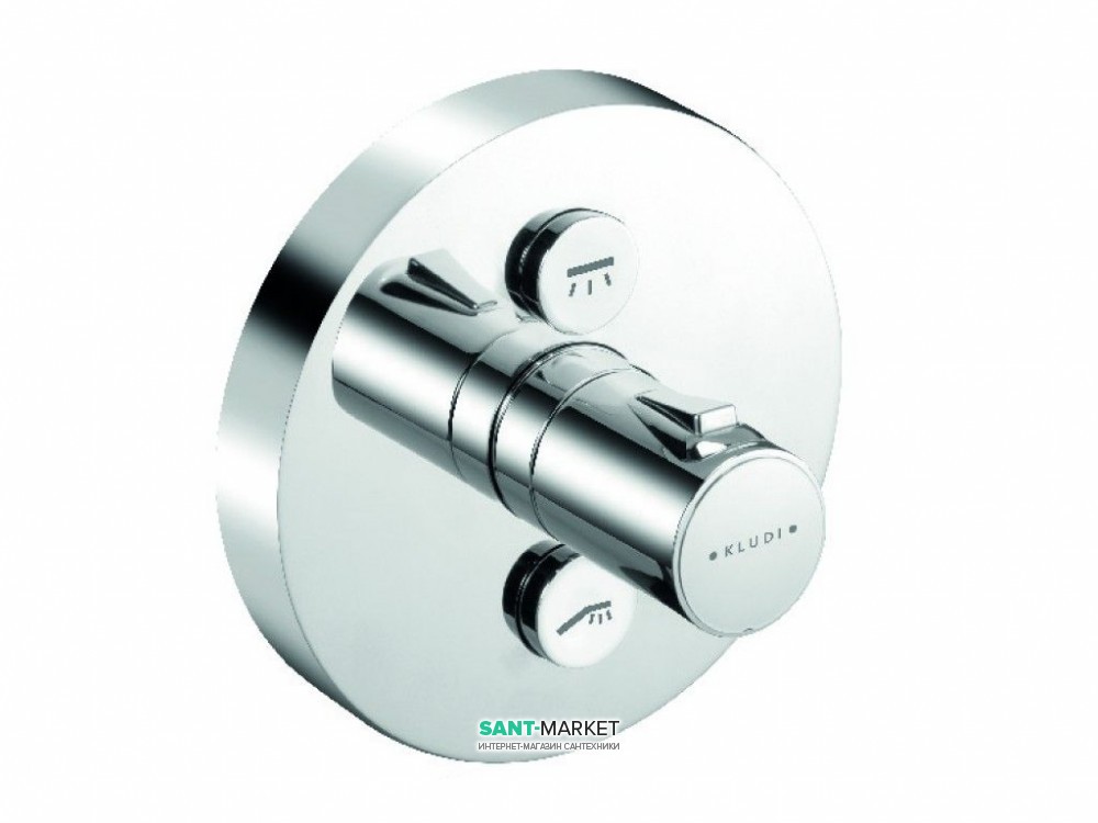 Змішувач для душа вбудовується Kludi Push з термостатом для двох джерел води круглий хром 388120538