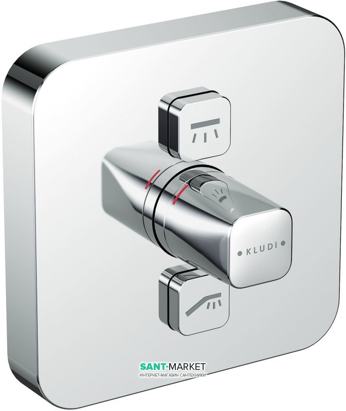 Смеситель для душа встраиваемый Kludi Push прямоугольный верхняя часть с механизмом для двух источников воды хром 386110538