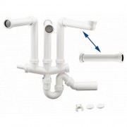 З'єднання двох чаш з корзинчатим вентилем 3 ½ і однієї чаші з корзинчатим вентилем 1 ½ Blanco пластик білий 225089