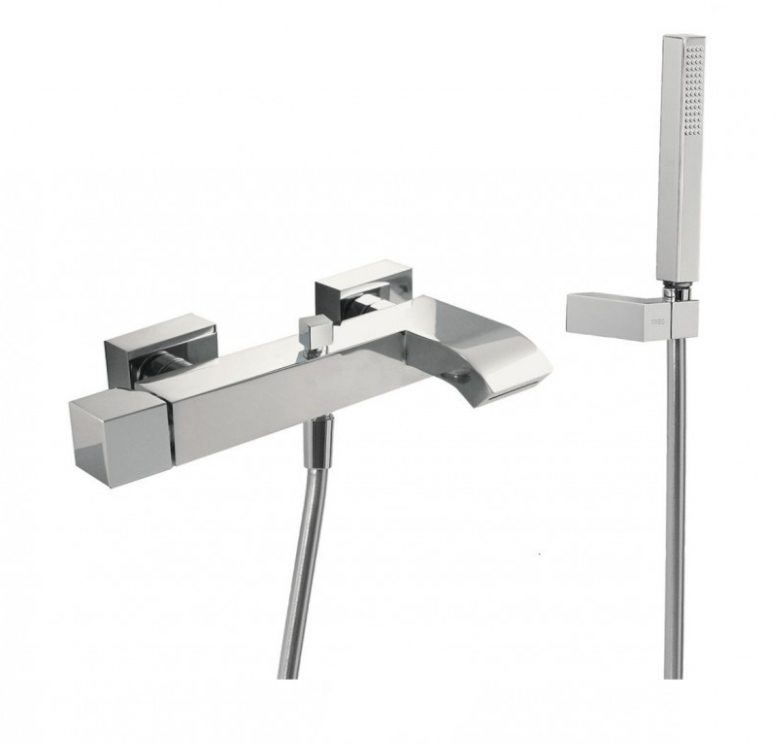Смеситель однорычажный Tres Cuadro Tres с душем для ванны хром 10717002