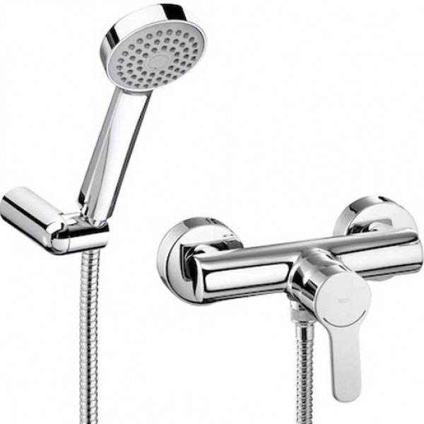 Душовий набір з одноважільним настінним змішувачем для душу Roca L20 латунь хром A5A2009C02