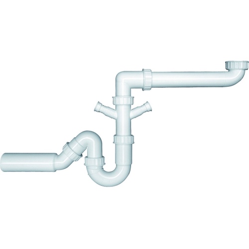 Сифон специальный плоский 1 ½ выход на 50 мм Blanco пластик  белый 137287