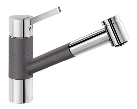 Смеситель для кухни Blanco Tivo-S SILGRANIT® однорычажный хром/темная скала 518798
