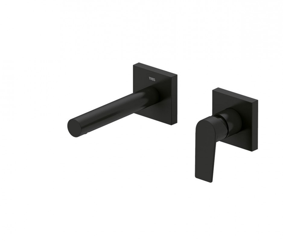 Смеситель для раковины настенный скрытый Tres Projecr-Tres черный матовый 21120281NM