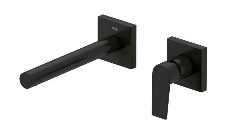 Смеситель для раковины однорычажный настенный Tres Project-Tres черный матовый 21120282NM