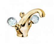 Смеситель для раковины KLUDI ADLON двухвентильный  ручки хрусталь  позолота 23 карата 5101045G4