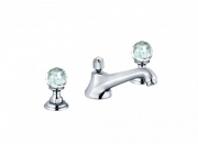 Смеситель для раковины на 3 отверстия KLUDI ADLON низкий излив ручки хрусталь хром 5104605G5
