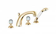 Змішувач для ванни на 4 отвори KLUDI ADLON ручки кришталь позолота 23 карата 5152445G4