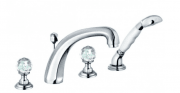 Смеситель для ванны на 4 отверстия KLUDI ADLON ручки хрусталь хром 5152405G5