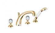Смеситель для ванны на 4 отверстия KLUDI ADLON ручки хрусталь позолота 23 карата 5152445G4