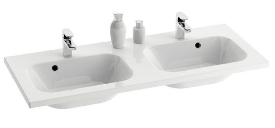 Двойная раковина для ванной на тумбу Ravak Chrome со скрытым переливом белая XJG01212000