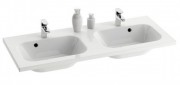 Двойная раковина для ванной на тумбу Ravak Chrome со скрытым переливом белая XJG01212000