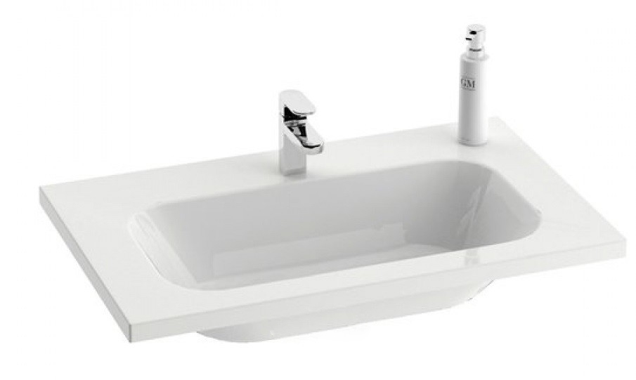 Раковина для ванной на тумбу Ravak Chrome 700 со скрытым переливом с одним отверстием для смесителя белая XJG01270000